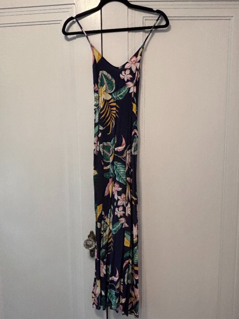 Navy blue Hawaiian print maxi dress